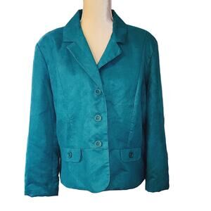 Vicki Wayne Women's Green Blazer Shacket Faux Suede Plus Size 18